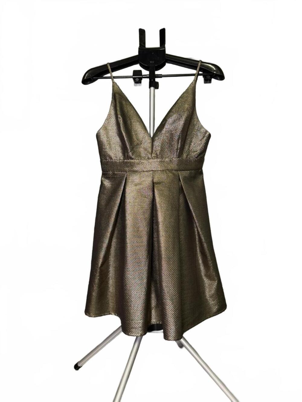 A PEACH PROM PARTY CLUB DRESS M METALLIC SHORT SEMI FORMAL